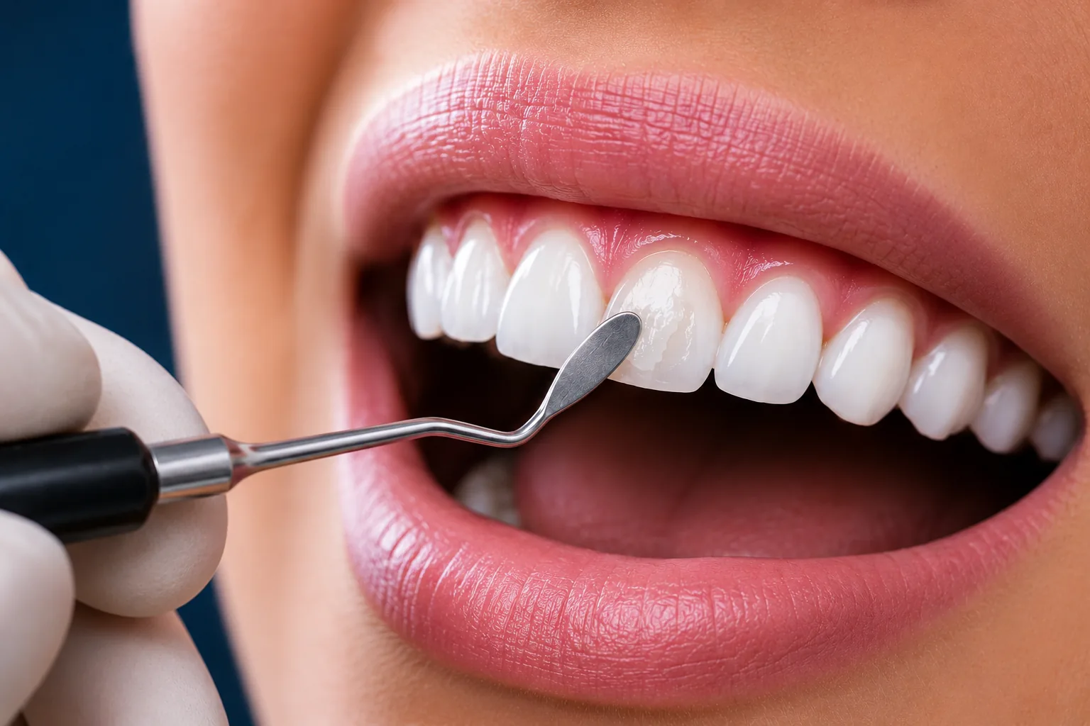 Composite dental veneers used to improve the shape, color, and symmetry of front teeth