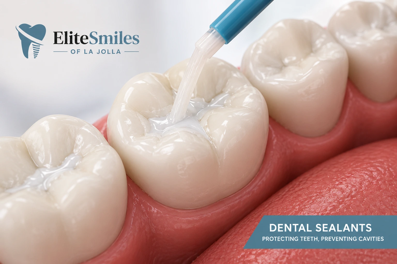 Dental sealants for cavity prevention at Elite Smiles of La Jolla and Elite Dental Care in Chula Vista