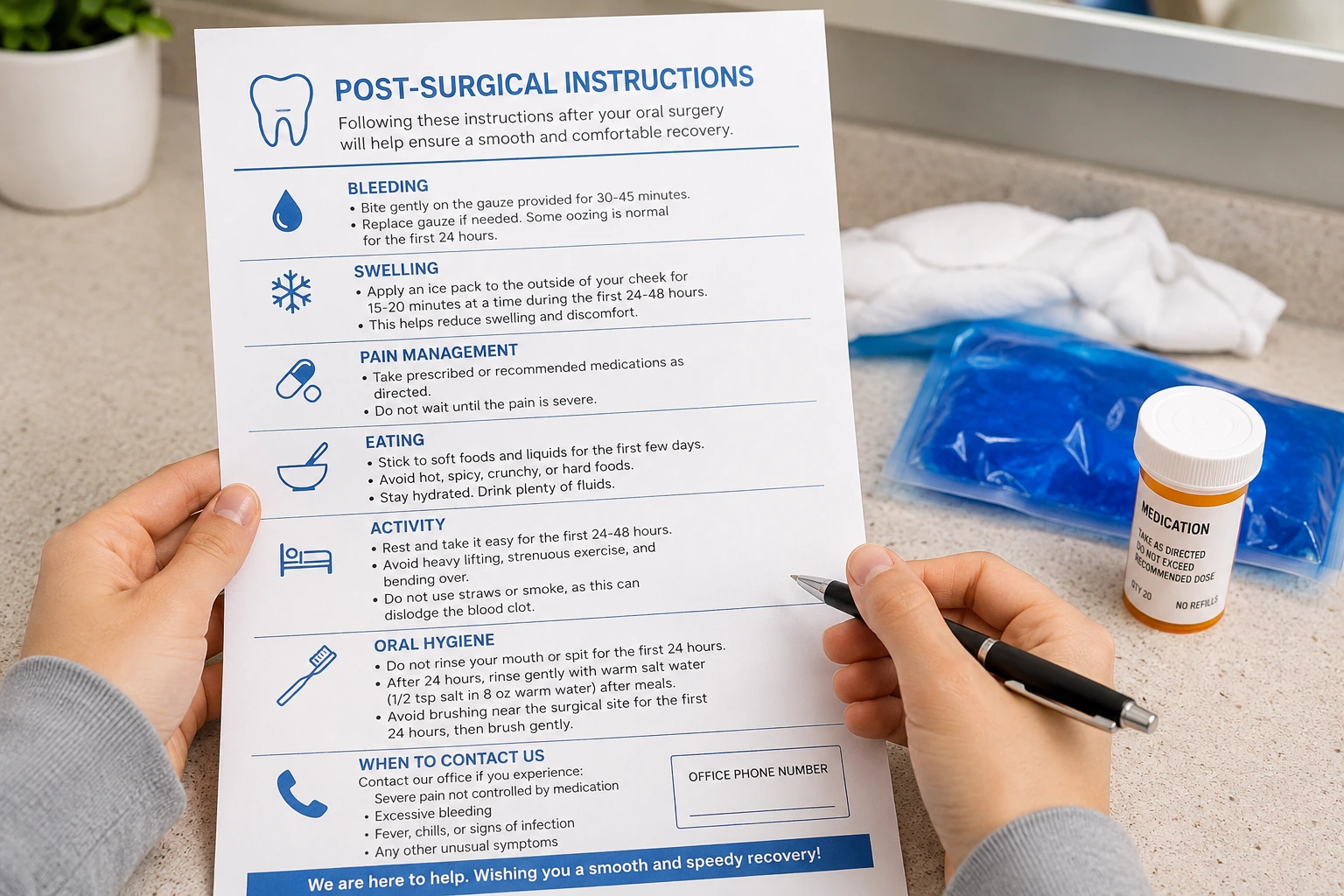 Post-surgical care after dental implants, extractions, and oral surgery in La Jolla and Chula Vista